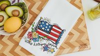 stars and stripes forever 4th of July kitchen towels for cooks, patriotic kitchen decor, floral American flag kitchen hand towels for powder