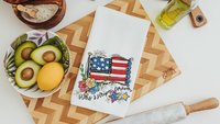 stars and stripes forever 4th of July kitchen towels for cooks, patriotic kitchen decor, floral American flag kitchen hand towels for powder