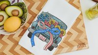 4th of July kitchen towels for beach, summer kitchen decor, patriotic bow coquette room decor, military mom gifts, floral kitchen hand towel