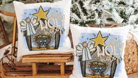 holy holy holy hymn Christian throw pillow for couch, nativity scene Christmas kitchen towels for gifts, primitive angel Christmas decor for