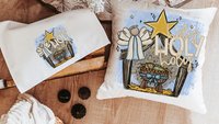 holy holy holy hymn Christian throw pillow for couch, nativity scene Christmas kitchen towels for gifts, primitive angel Christmas decor for