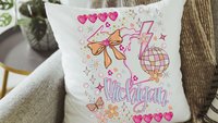 illinois pillow for bed, preppy throw pillows for dorm, moving to Chicago Illinois gifts, whimsical coquette kitchen towels decorative hand