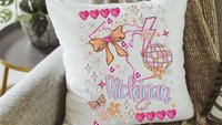 custom pink preppy pillows dorm decor for college girls preppy stuff for teens, Michigan coquette room decor, state throw pillow for bed