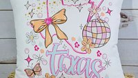 custom Texas throw pillow for bed, Texas gifts, coquette kitchen towels, cute Texas college care package for her, pink preppy pillows for