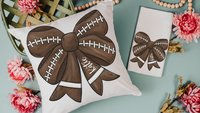 personalized football coquette bow football kitchen towels, fall kitchen decor, football mom gifts, cute football rally towel, hand towels