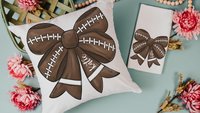 personalized football coquette bow football throw pillows for bed cute football mom gift set for women, football bow kitchen towels for gift
