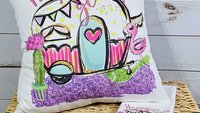 happy glamper pillows for camper, summer throw pillow cover and insert, RV accessories for inside, van life gifts, indoor camper decor, best