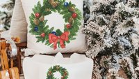 watercolor wreath Christmas throw pillows for couch trendy Christmas pillow covers 18 x 18, cozy Christmas decor for home, Christmas gifts