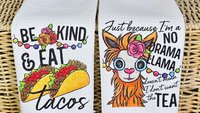 sassy kitchen towels for family, chips and salsa fiesta decor, taco gifts, funny hand towels for kitchen, no drama llama gifts for women