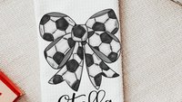 personalized soccer coquette throw pillows for bed cute soccer coach gift from team, soccer bow rally towel, soccer team gifts for girls