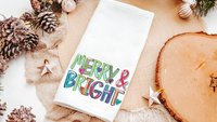 Merry and bright colorful Christmas pillow 
