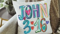 for God so loved the world colorful scripture throw pillows best sellers, John 3:16 Bible verse kitchen towel, Christian Christmas gifts for