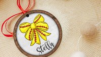 personalized softball coquette bow softball throw pillows for bed cute softball mom gift set for women, softball bow kitchen towels for gift