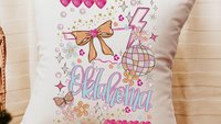 custom Oklahoma pillow for couch, pink preppy pillows for bed, Oklahoma gifts, coquette room decor, Oklahoma state throw pillow covers 18 x