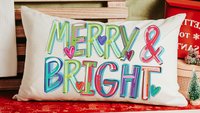 Merry and bright colorful Christmas pillow 