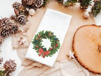 watercolor wreath Christmas ornament 2026, cozy Christmas decor for home, Christmas gifts for new homeowners, Christmas throw pillows for