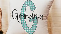personalized turquoise gingham initial throw pillow for bed cute flamingo gifts for her, pink flamingo kitchen towels for gifts, beach house