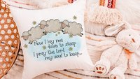 now I lay me down to sleep bedtime prayer throw pillow for kids, Christian nursery decor, baptism gift for grandson, christening gifts for