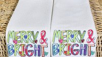 Merry and bright colorful Christmas pillow 
