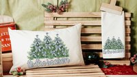 tis the season Christmas lumbar pillows for chair, blue chinoiserie Christmas pillow covers 12x20, trendy Christmas hostess gifts for women