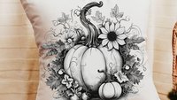 black and white pumpkin throw pillows for couch modern farmhouse decor, Thanksgiving hostess gifts for women, October birthday gifts for her