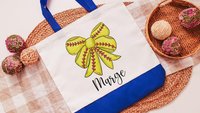 personalized softball coquette tote bag best seller, softball mom gifts, softball coach tote bag with name, softball senior night gifts