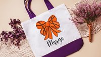 personalized girly basketball tote bag for books, cute basketball senior gifts for girls, unique gifts for teenage girls, game day tote