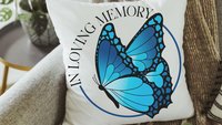 In Loving Memory Blue Butterfly Pillow