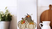 cream pumpkin kitchen towels fall kitchen decor, Thanksgiving hostess gifts for women, sunflower pumpkin hand towels for bathroom, brown