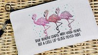 cute flamingo makeup bag for teens, funny flamingo gifts for women, best gifts for daughter, cosmetic bag for purse, pre teenage girl gifts