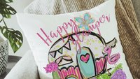 happy glamper pillows for camper, summer throw pillow cover and insert, RV accessories for inside, van life gifts, indoor camper decor, best