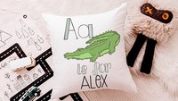 personalized koala bear nursery throw pillow with name, k is for koala nursery theme Australian animals baby decor, zoo baby shower gift