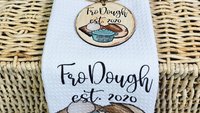 personalized sourdough starter kitchen towel funny sourdough gifts, sourdough era kitchen hand towel, sourdough mama gifts, bread baker gift