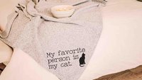 my favorite person is my cat throw blanket for bed, cozy Christmas gifts for cat lovers, snuggle blanket 50x60, cat mom blanket, cute cat