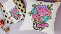 custom floral throw pillow for bedroom, personalized Mothers day gift for best friend, Mothering Sunday gifts, leopard print name pillow for