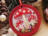 toadstool ornaments for mini tree for all holidays, red mushroom car charms rear view mirror, nature lover gifts, mushroom gifts for her