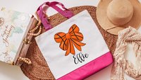 personalized girly basketball tote bag for books, cute basketball senior gifts for girls, unique gifts for teenage girls, game day tote