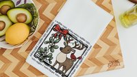holiday wishes cute reindeer throw pillow for couch, mistletoe kisses Christmas kitchen towels, woodland Christmas hostess gifts for women