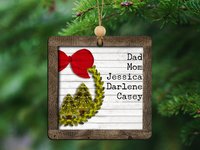 Personalized Watercolor Wreath Christmas Ornament with Names