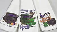 freshly brewed cute Halloween kitchen towels for friends, Halloween hand towels for bathroom, boo basket stuffers for adults, witchy kitchen