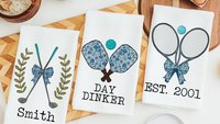 day drinker pickleball kitchen towels for summer, dinks and drinks funny kitchen hand towels for girlfriends, pickleball gifts for women