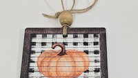 farmhouse pumpkin ornament welcome wreath attachments for fall style gift, Thanksgiving ornaments for tree, fall host gift, black and white