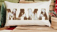 mama throw pillow for bed, cowhide lumbar pillow for chair, western decor for bedroom, cowboy baby shower gifts for mom to be, cow gifts for