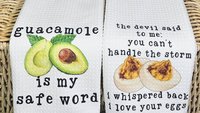 safe word funny kitchen towels, guacamole gift, sassy gifts, deviled eggs kitchen hand towels, smut reader gift, trendy Mothers day gifts