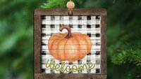farmhouse pumpkin ornament welcome wreath attachments for fall style gift, Thanksgiving ornaments for tree, fall host gift, black and white
