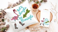 let's jingle and flamingle flamingo Christmas decorations, tropical Christmas decor, funny Christmas gifts for new home owners, beach
