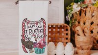I love you a bushel and a peck Valentines day kitchen towels, cute Valentines gift for her from mom, Valentines Day chicken hand towels for