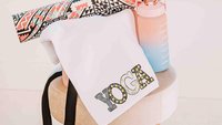 ashtanga yoga towel for hot yoga, cute yoga gifts for her, yogi girl yoga sweat towel with grommet, vinyasa yoga teacher gifts for women
