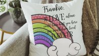personalized pet rainbow bridge throw pillow for couch, loss of pet sympathy gift for women, remembrance pillow for sofa, pet loss memorial