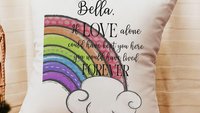 personalized pet rainbow bridge throw pillow for couch, loss of pet sympathy gift for women, remembrance pillow for sofa, pet loss memorial